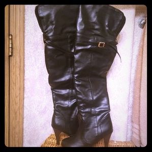 Black thigh high boots